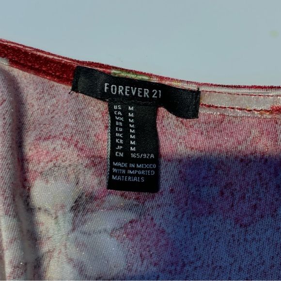 Forever 21 Velvet Floral Crop Top Surplice Deep Vneck Ballet Wrap Tie Waist - Picture 9 of 9